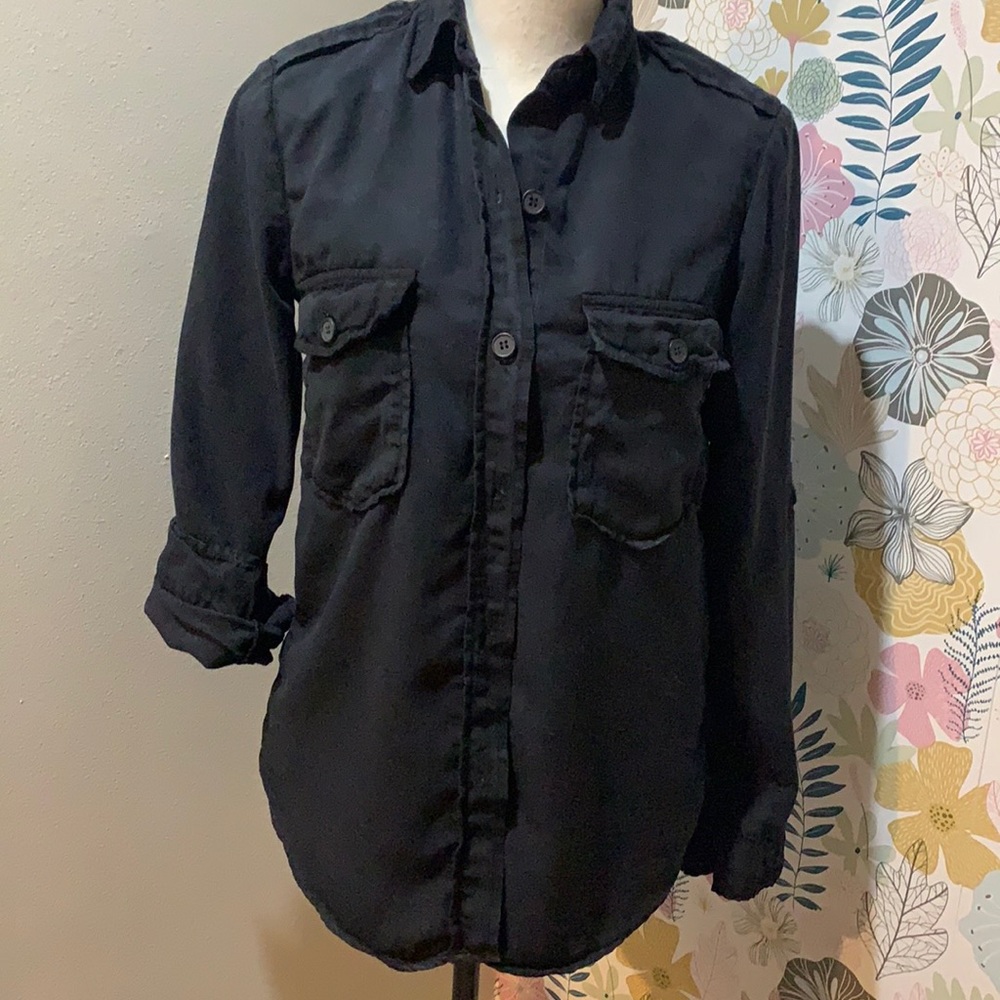 Zara woman premium denim black button down xs